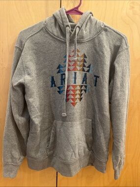 Ariat Gray Hoodie with Multicolor Geometric Logo